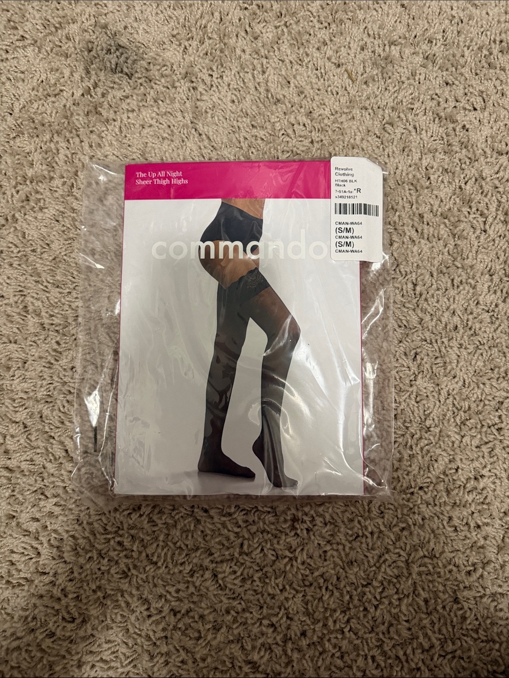Commando Black Sheer Thigh High Stockings with Lace Top